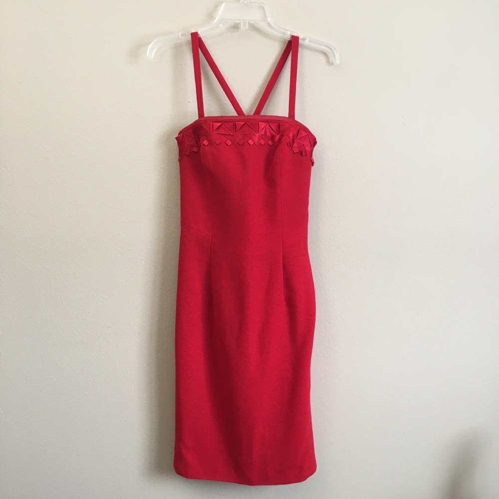 Escada Red Sheath Dress Convertible New Wool 36